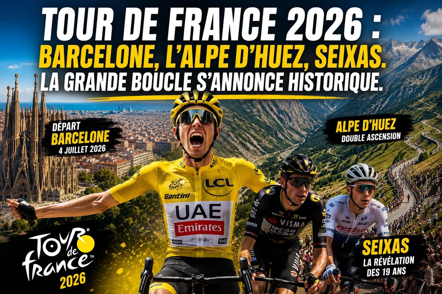 TOUR DE FRANCE 2026 : BARCELONE, L'ALPE D'HUEZ, SEIXAS. LA GRANDE BOUCLE S'ANNONCE HISTORIQUE.